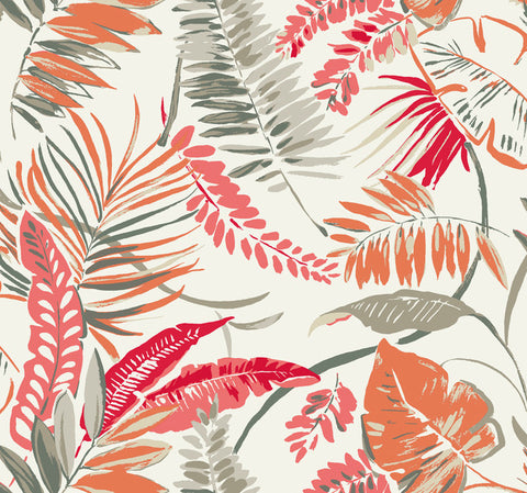 TC2627 Coral Beige Tropical Toss Wallpaper
