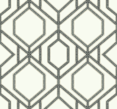 TC2632 White Gray Sawgrass Trellis Wallpaper