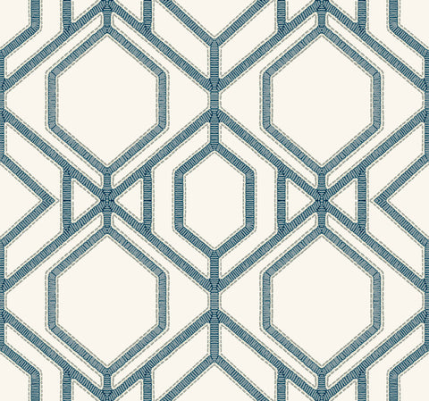 TC2634 White Blue Sawgrass Trellis Wallpaper