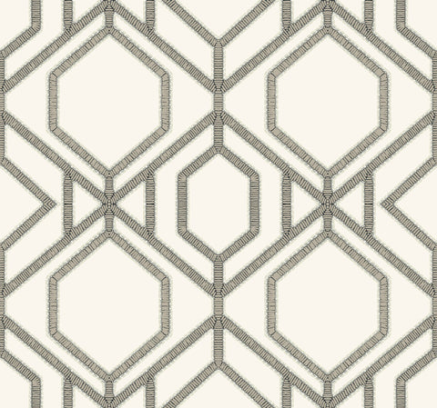 TC2635 White Taupe Sawgrass Trellis Wallpaper