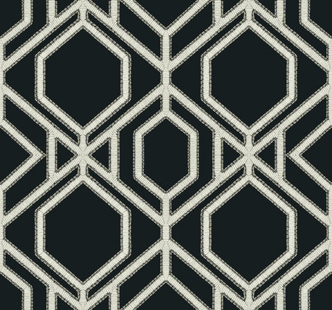 TC2637 Black White Sawgrass Trellis Wallpaper