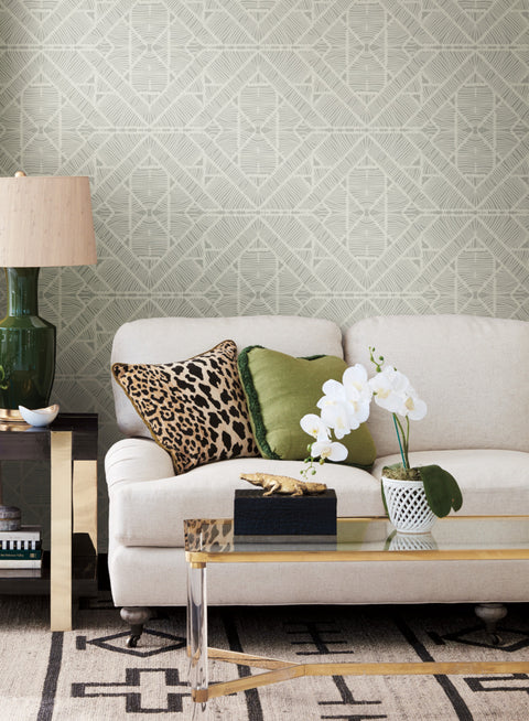 TC2701 Gray Diamond Macrame Wallpaper