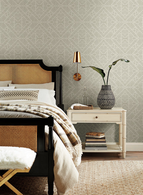 TC2703 Taupe Diamond Macrame Wallpaper