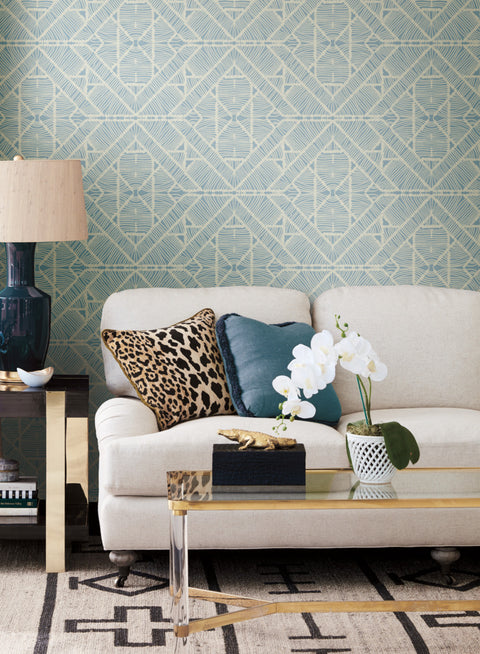 TC2704 Blue Diamond Macrame Wallpaper