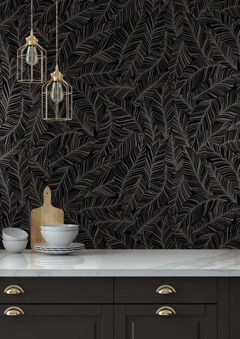 TC2712 Black Rainforest Canopy Wallpaper