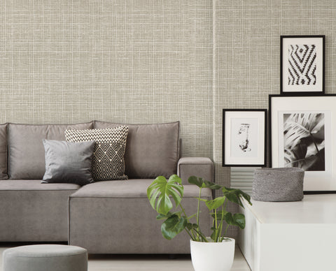 TD1027 White/Off Whites Washy Plaid Wallpaper