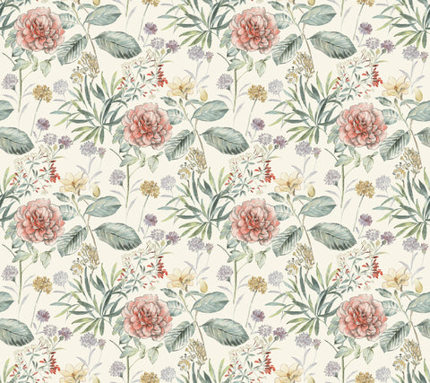 TL1919 Coral Midsummer Floral Wallpaper