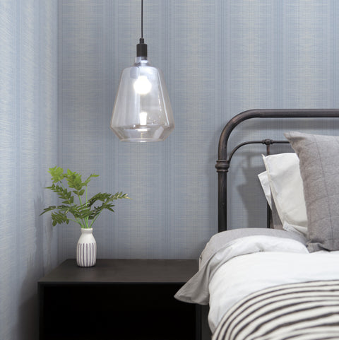 TL1960 Blue Silk Weave Stripe Wallpaper