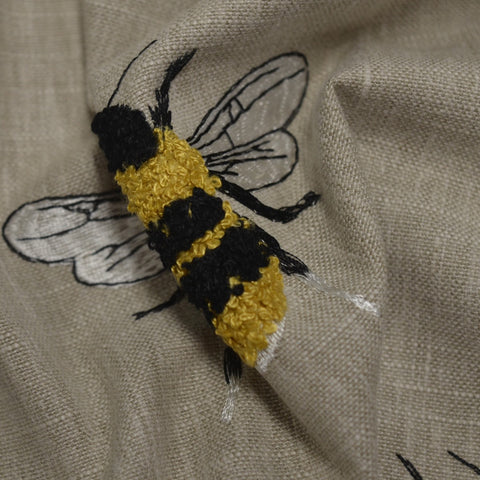 Swavelle Mill Creek Busy Bee Linen embroidered bee