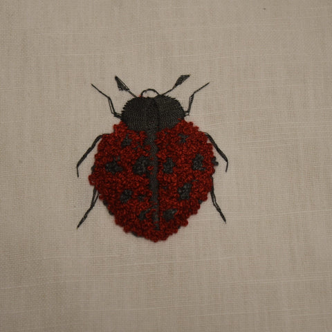 Lady Luck Wildrose fabric lady bug close up