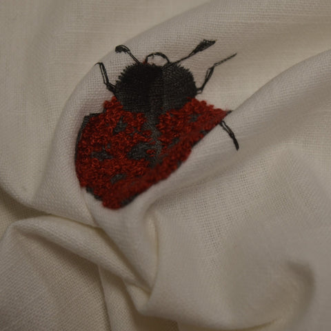 Lady Luck Wildrose fabric folded lady bug close up