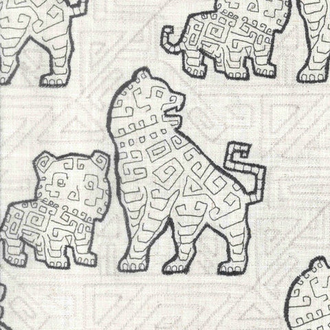 Foo Dog Black Regal Fabric
