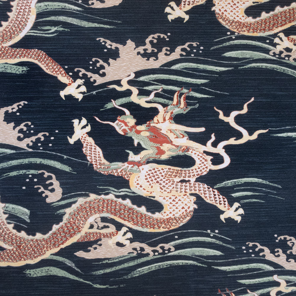 Black Dragon Print Upholstery Fabric | The Fabric Co.