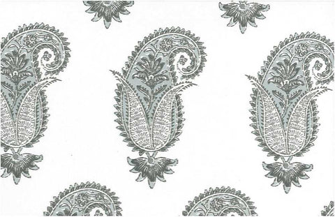 Antique Paisley Print Water White Laura Kiran Fabric