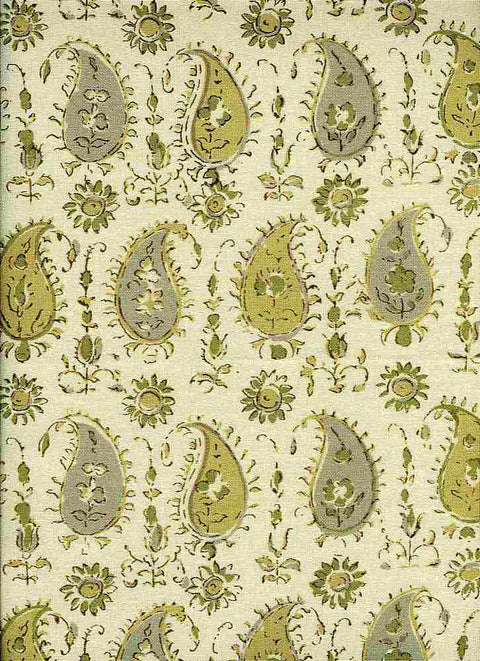 Persian Paisley Handprint Honey Dove Laura Kiran Fabric