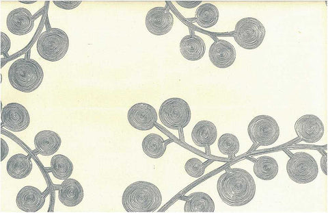 Spiral Branch Print Blue Chambray Laura Kiran Fabric