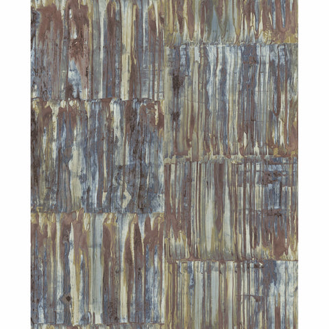 2540-24064 Patina Panels Multicolor Metal Wallpaper