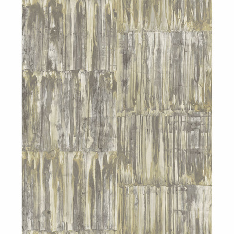 2540-24065 Patina Panels Yellow Metal Wallpaper