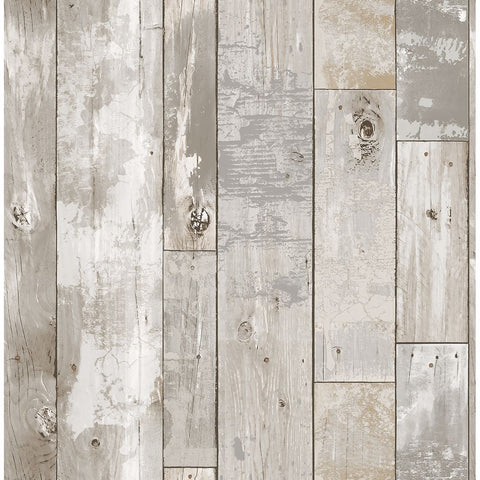 2540-24054 Deena Grey Distressed Wood Wallpaper