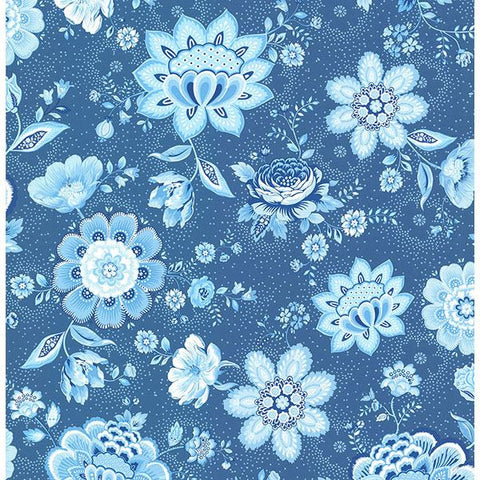 Kali Dark Blue Folklore Chintz Wallpaper