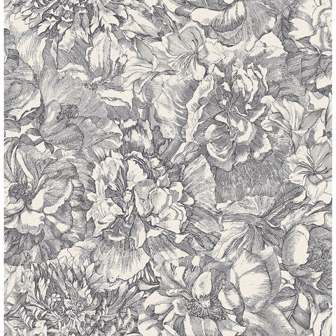 307340 Auguste Charcoal Floral Wallpaper