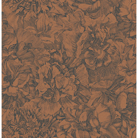 307344 Auguste Copper Floral Wallpaper