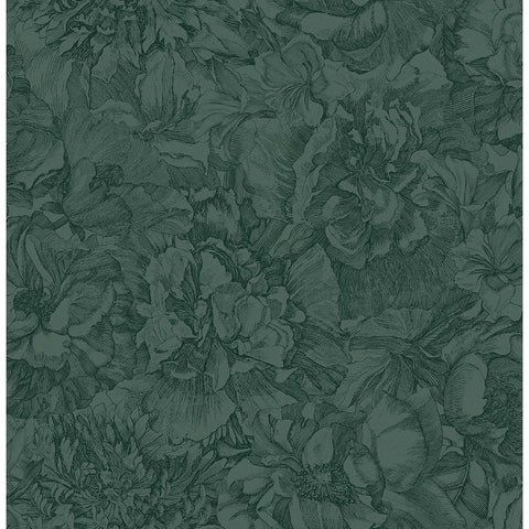 307345 Auguste Dark Green Floral Wallpaper