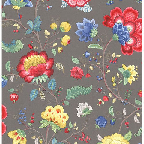 Epona Charcoal Floral Fantasy Wallpaper