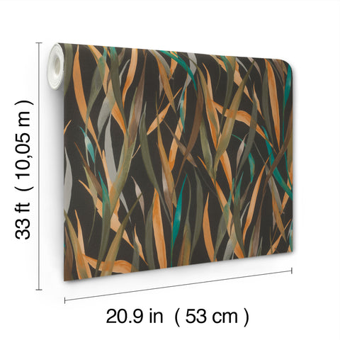 4202-330250 Willoughby Black Fronds Wallpaper
