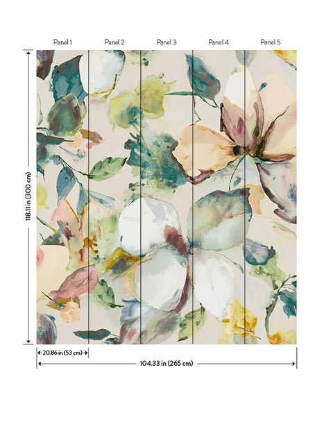 4202-367553M Florian Teal Wall Mural