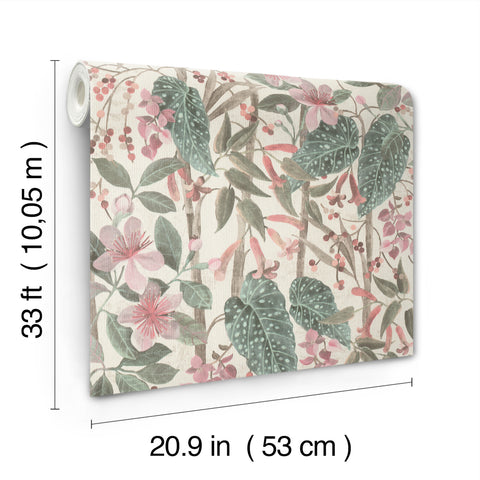 4202-538212 Kalina Teal Floral Fruits Wallpaper