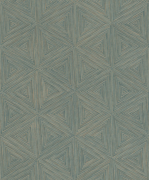 4202-571271 Anara Teal Geo Faux Grasscloth Wallpaper