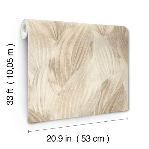 4202-571554 Melora Beige Leaf Wallpaper