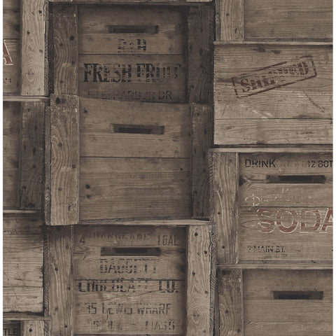 Wood Crates Dark Wood Distressed Wood Wallpaper