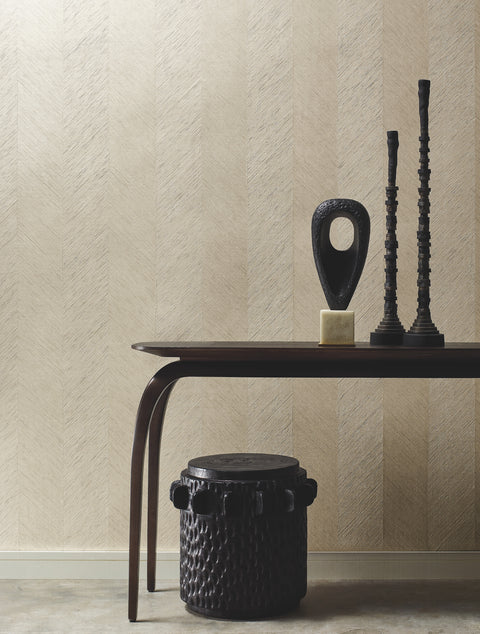 BO6607 Cream Metallic Chevron Wallpaper