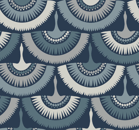 BO6642 Blue Feather and Fringe Wallpaper