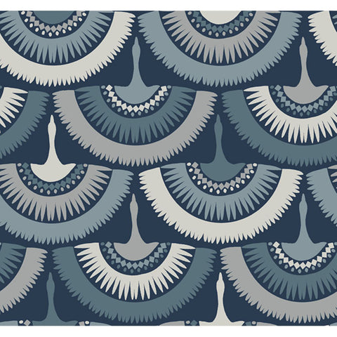 BO6642 Blue Feather and Fringe Wallpaper
