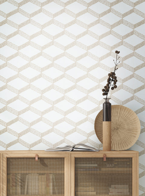 BO6724 Beige White Palisades Paperweave Wallpaper