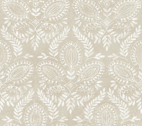 BO6731 Off White Laurel Damask Wallpaper
