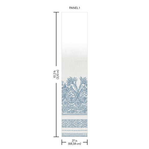 BO6741M Blue White Henna Wallpaper Mural