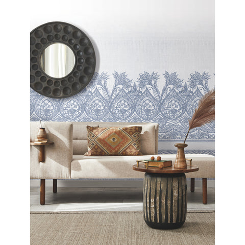 BO6741M Blue White Henna Wallpaper Mural
