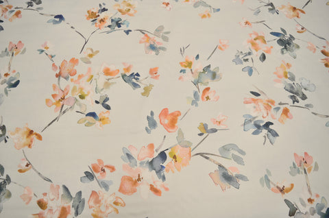 Thalia Blush Cotton Floral Print Romo Fabric