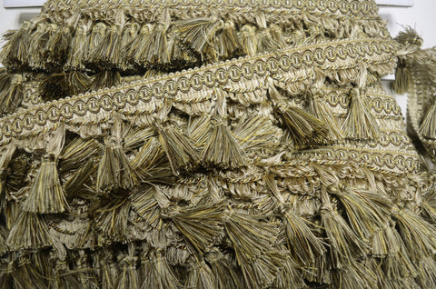 2758/8735 Tan Brown Green Gold 3 inch Trimland Tassel Fringe
