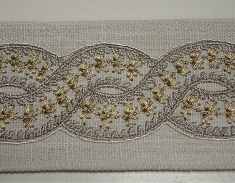 Catalonia Oyster 3 inch Europatex Embroidered Tape Trim
