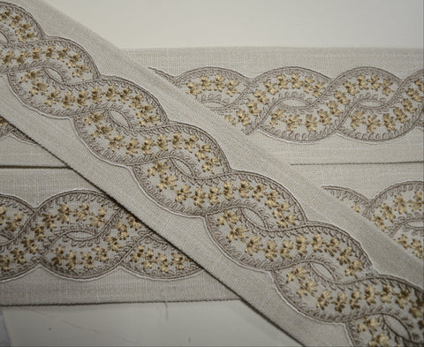 Catalonia Oyster 3 inch Europatex Embroidered Tape Trim