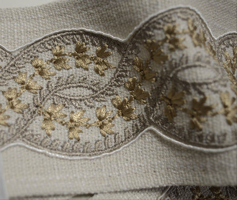 Catalonia Oyster 3 inch Europatex Embroidered Tape Trim