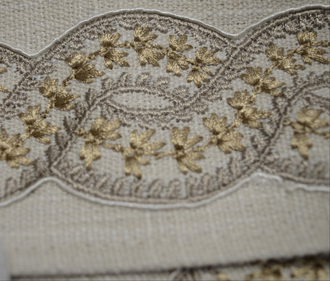 Catalonia Oyster 3 inch Europatex Embroidered Tape Trim