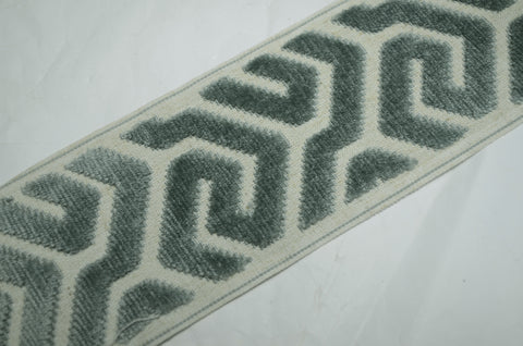 Agos Teal 3.5 inch Aqua Mist Europatex Cut Velvet Tape Trim