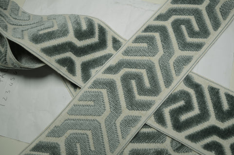 Agos Teal 3.5 inch Aqua Mist Europatex Cut Velvet Tape Trim