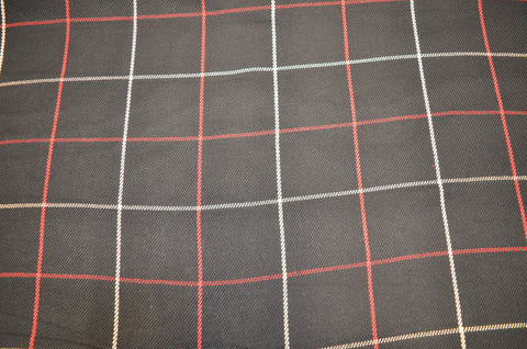 Linear Plaid Black Red White Laura Kiran Fabric